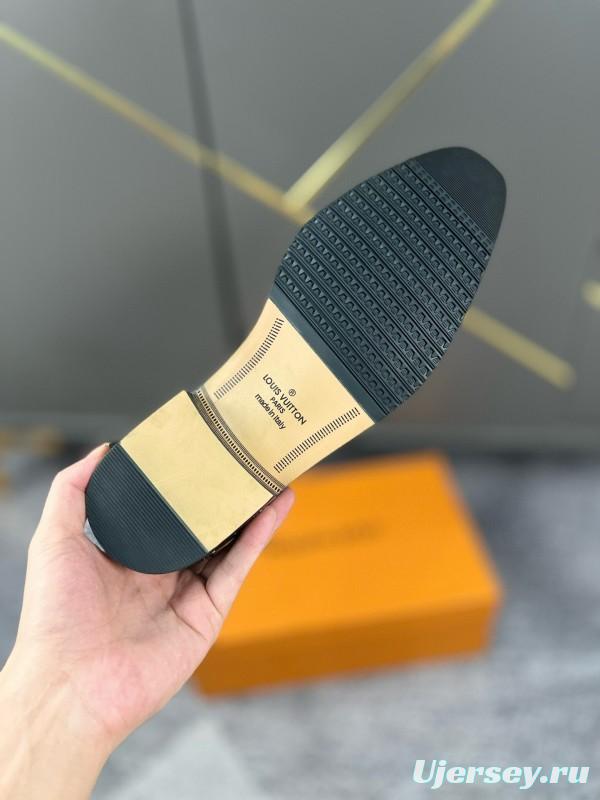 2024 Men Louis Vuitton Black Leather Dress Shoes MJ00380