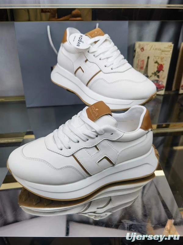 2025 Women HOGAN White Beige Leather Sneakers LY00360(F)