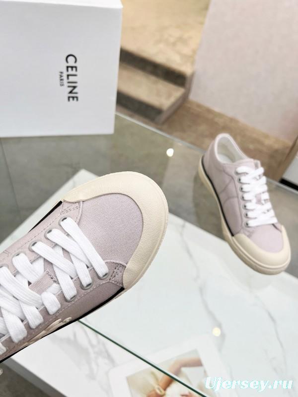 2025 Women Celine Light Grey Canvas Sneakers LY00210