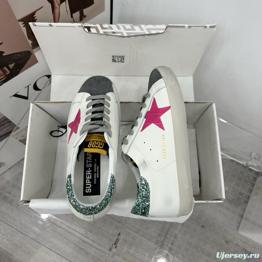 2025 Women GGDB White Pink Grey Glitter Leather Suede Sneakers