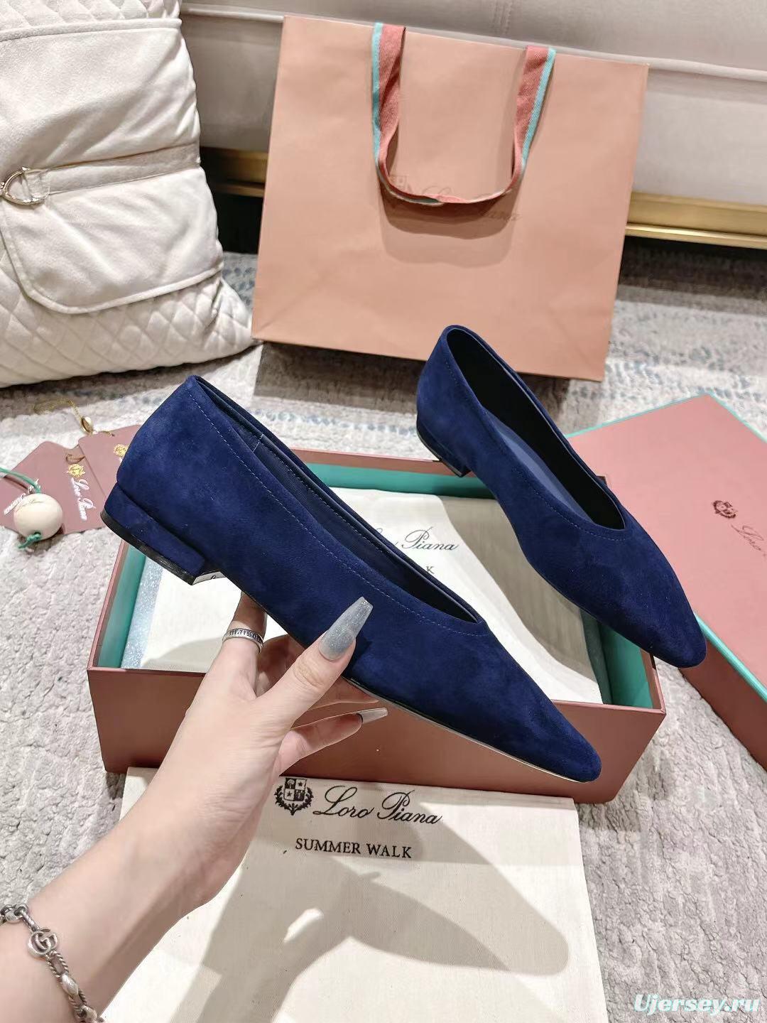 2025 Women LP Navy Suede Ballet Flats
