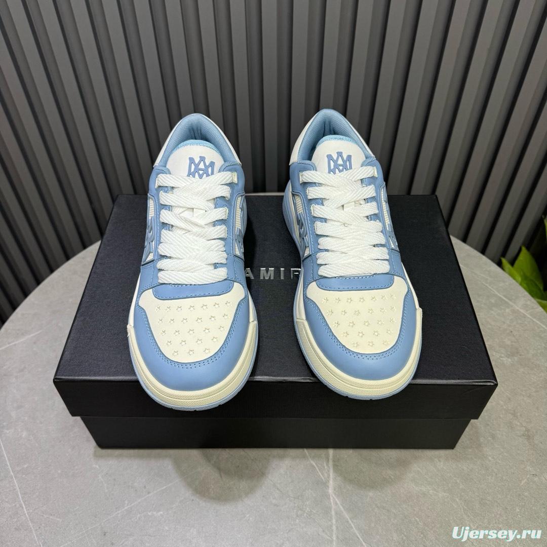 2025 Unisex Amiri Blue White Leather Sneakers MJ00360