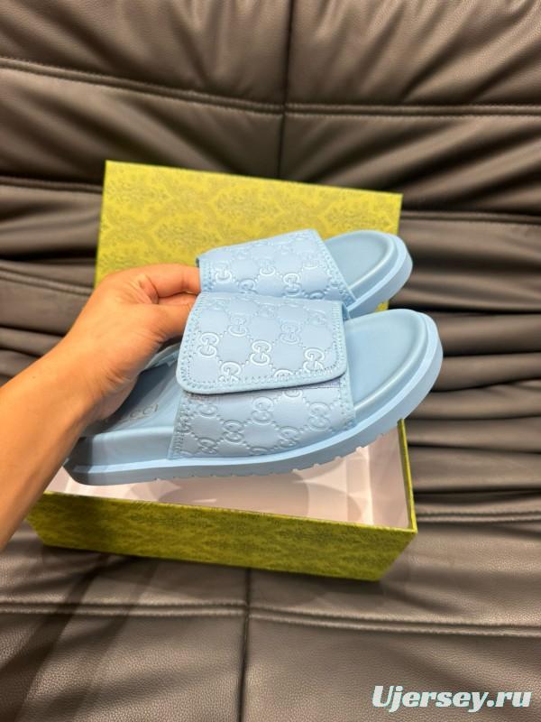 2024 Slippers Gucci Light Blue Synthetic Leather Slippers MJ00200
