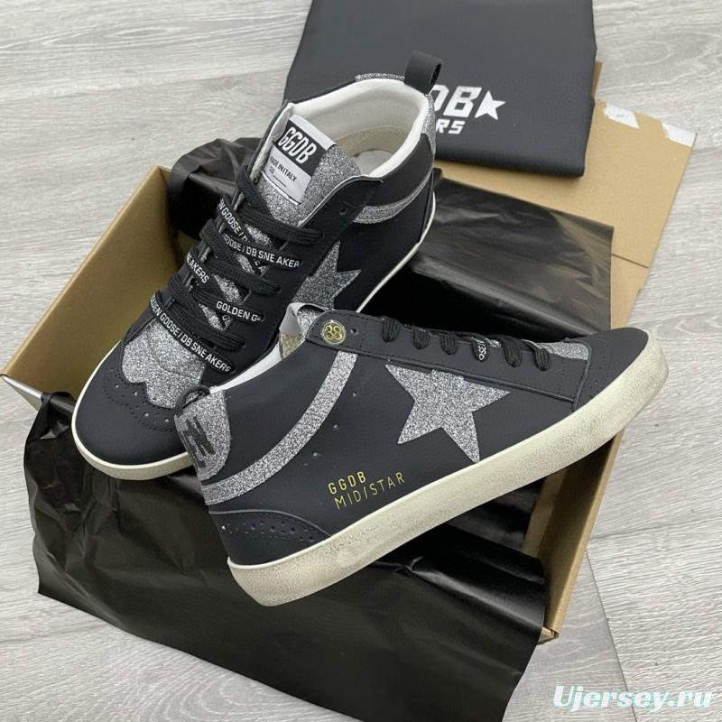 2024 Unisex GGDB Black Silver Leather Glitter High Top Sneakers MJ00300