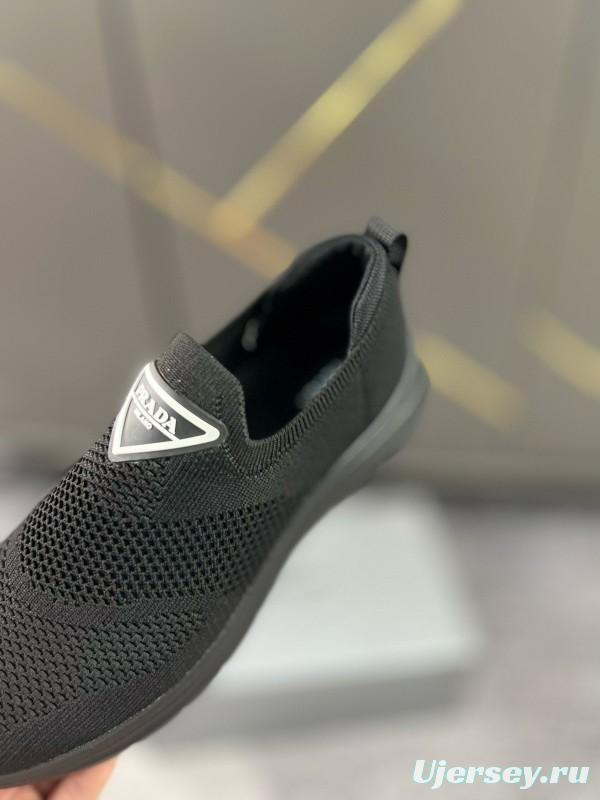 2024 Men Prada Black Knit Sneaker MJ00230