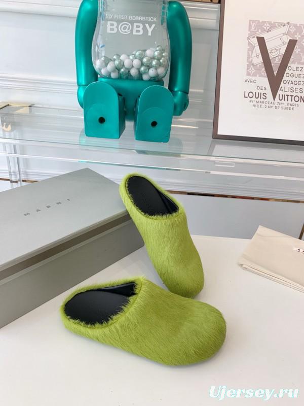 2024 Slippers Marni Green Horsehair Slippers