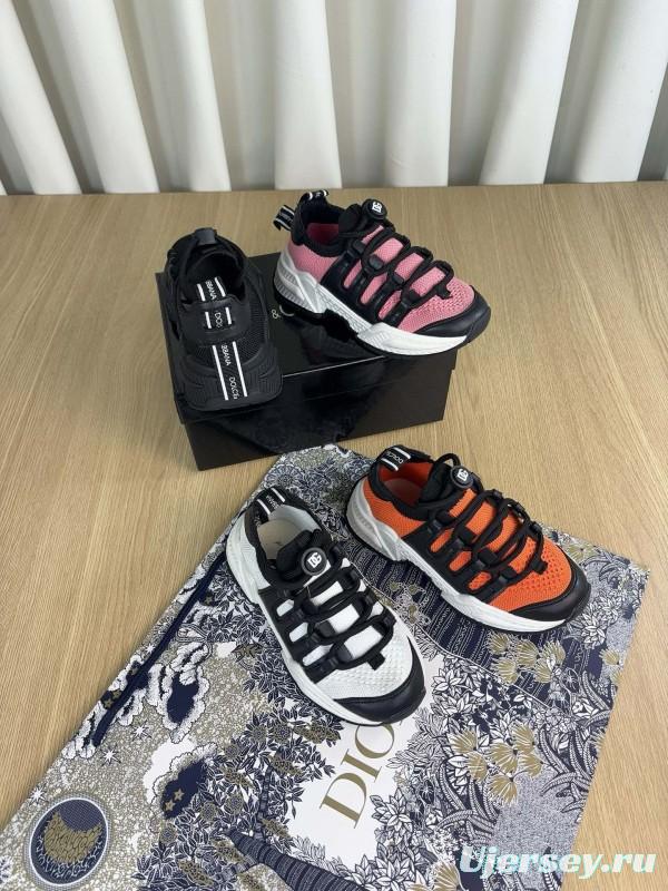 2024 Kids Dolce & Gabbana Black Orange White Pink Fabric Sneakers