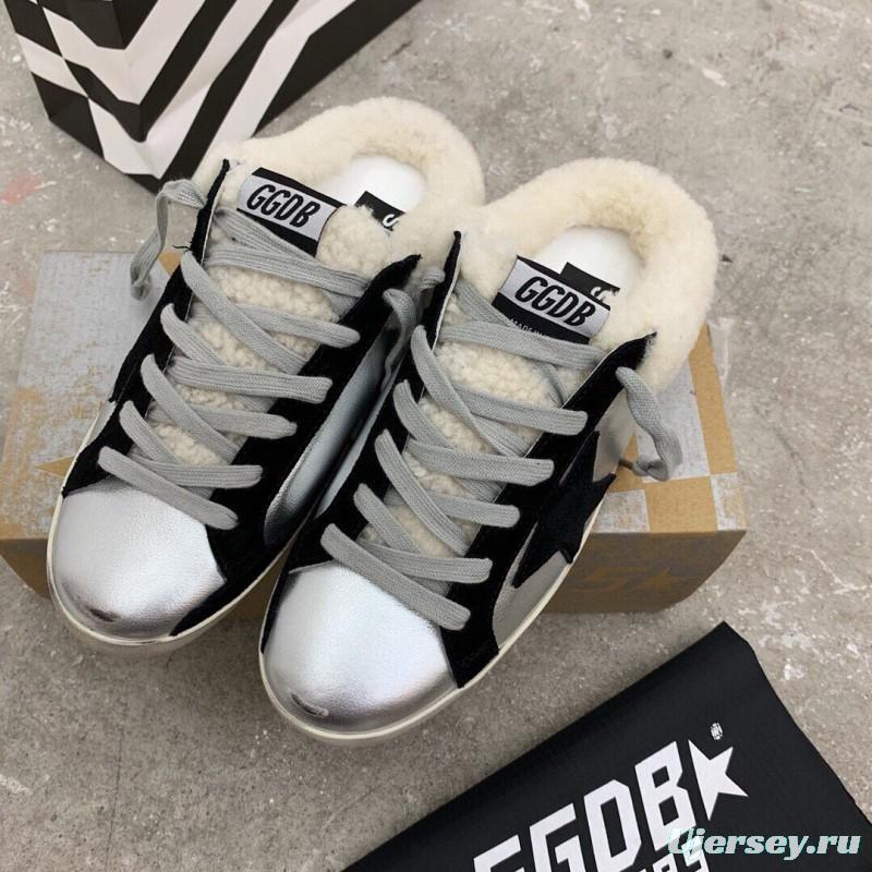 2024 Slippers GGDB White Black Leather Shearling Slippers MJ00280