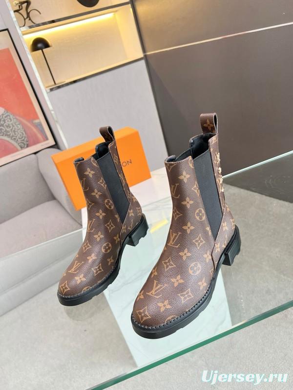 2024 Women Louis Vuitton Brown Leather Boots MJ00310