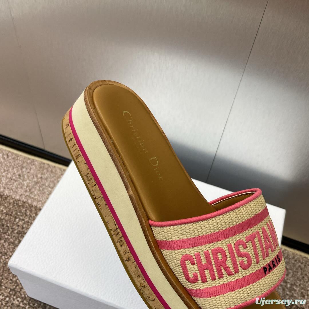 2025 Slippers Dior Pink Canvas Slide