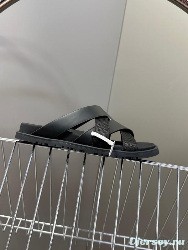 2025 Slippers Hermès Black Leather Slippers