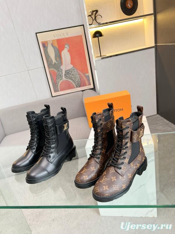 2024 Women Louis Vuitton Brown Leather Boots MJ00320