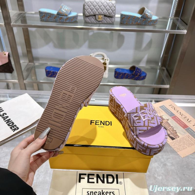 2025 Fendi Lavender Brown Canvas Slippers