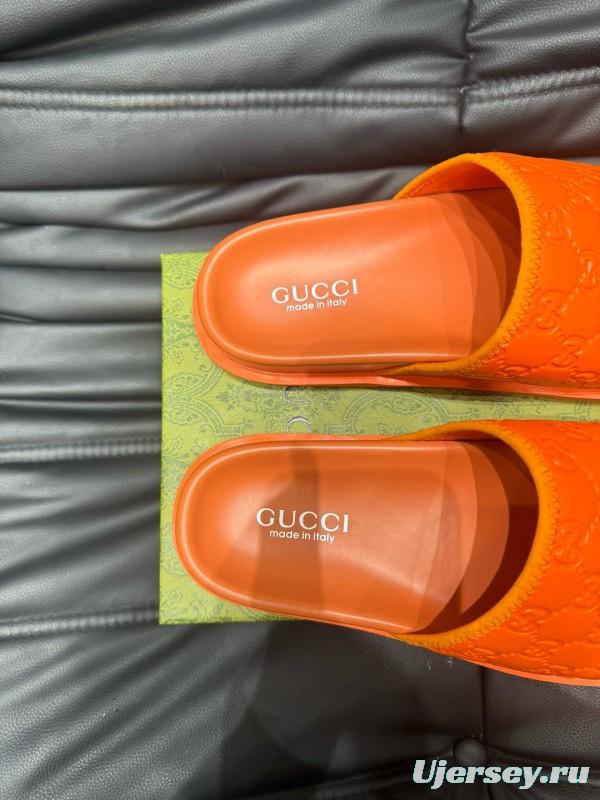 2024 Slippers Gucci Orange Rubber Slippers MJ00200
