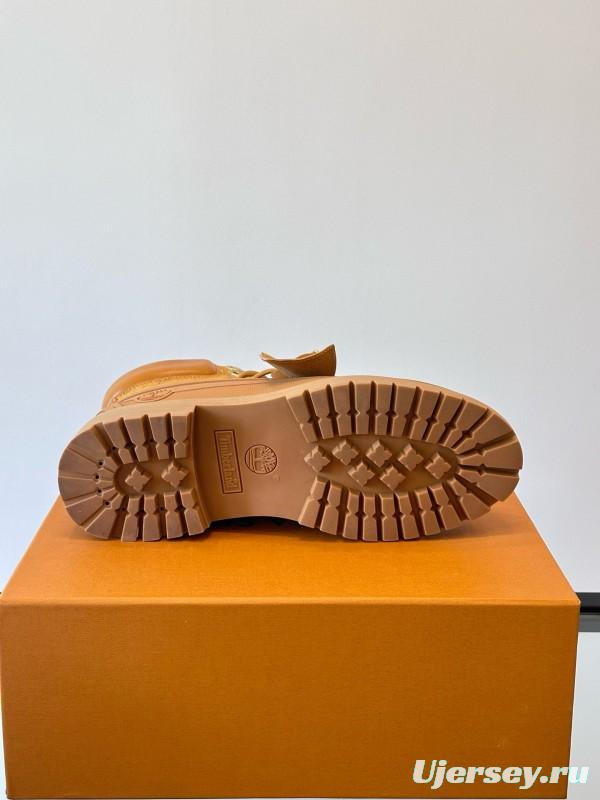 2024 Men Louis Vuitton Brown Leather Waterproof Work Boots MJ00390