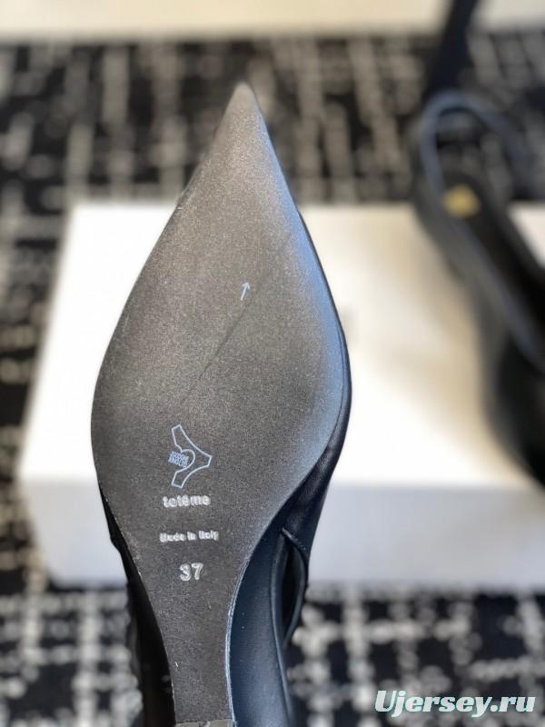 2025 Women Toteme Black Leather Slingback Pumps