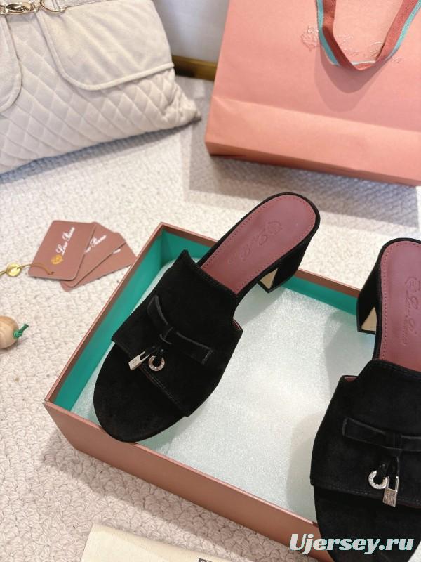 2025 Women LP Black Suede Sandals LY00290