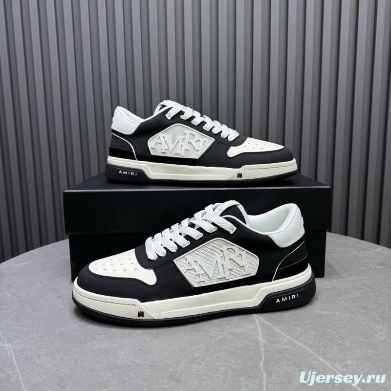2025 Unisex Amiri Black White Leather Sneakers MJ00360