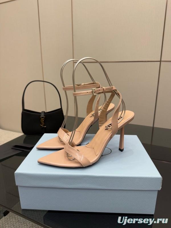 2025 Women Prada Nude Leather Sandals