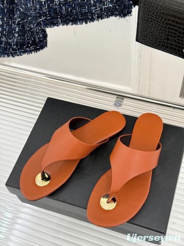 2025 Slippers Yves Saint Laurent Orange Leather Slippers