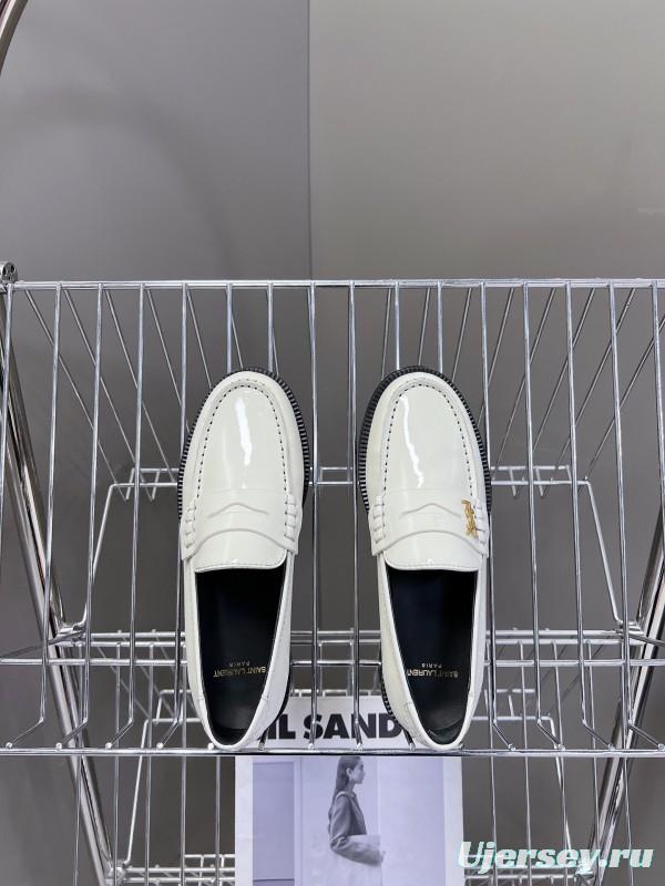 2025 Women Yves Saint Laurent White Leather Loafer KFY00350