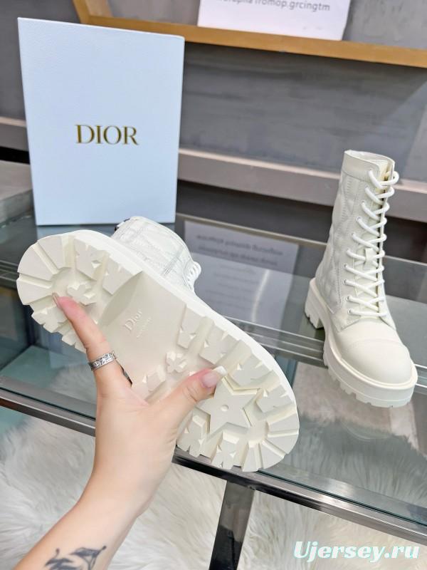 2024 Women Dior white leather boots MJ00430
