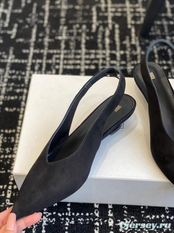 2025 Women Toteme Black Suede Slingback Pumps