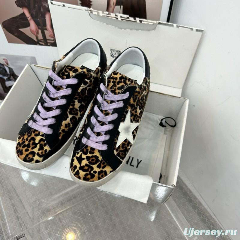 2025 Women GGDB Leopard Black White Leather Suede Sneakers