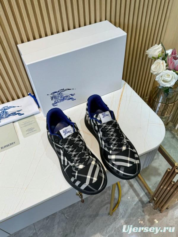 2024 Unisex Burberry Black White Classic Cotton Sneakers MJ00320