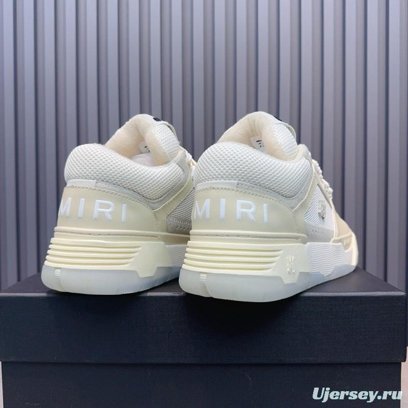 2024 Unisex Amiri White Mesh Leather Sneakers MJ00360