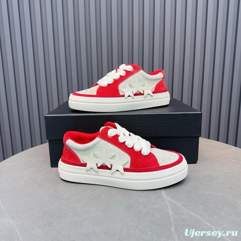 2024 Unisex Amiri Red White Canvas Sneakers MJ00300