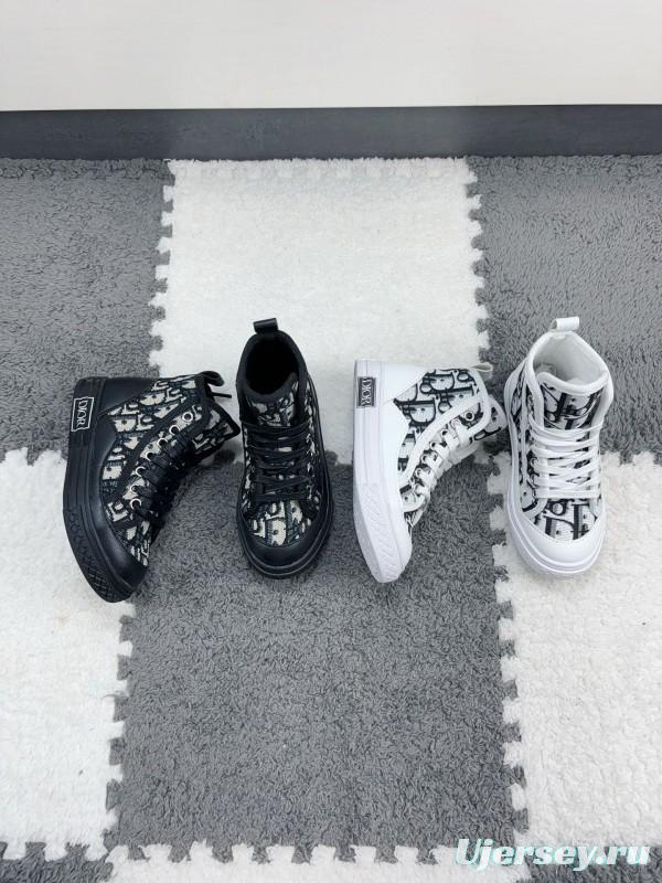 2024 Kids Dior Black White Canvas Sneakers