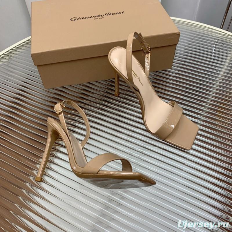 2025 Women Gianvito Rossi Beige Patent Leather Sandals