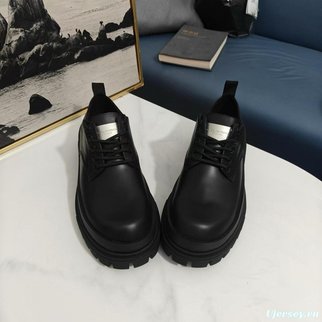 2024 Men Dolce & Gabbana Black Leather Derby MJ00310