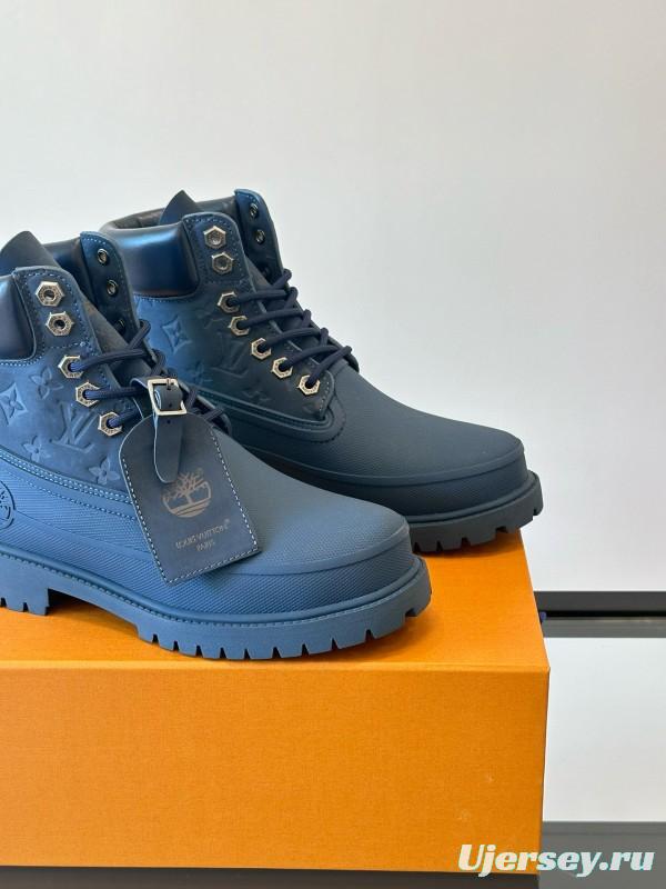 2024 Men Louis Vuitton Blue Leather Ankle Boots MJ00390
