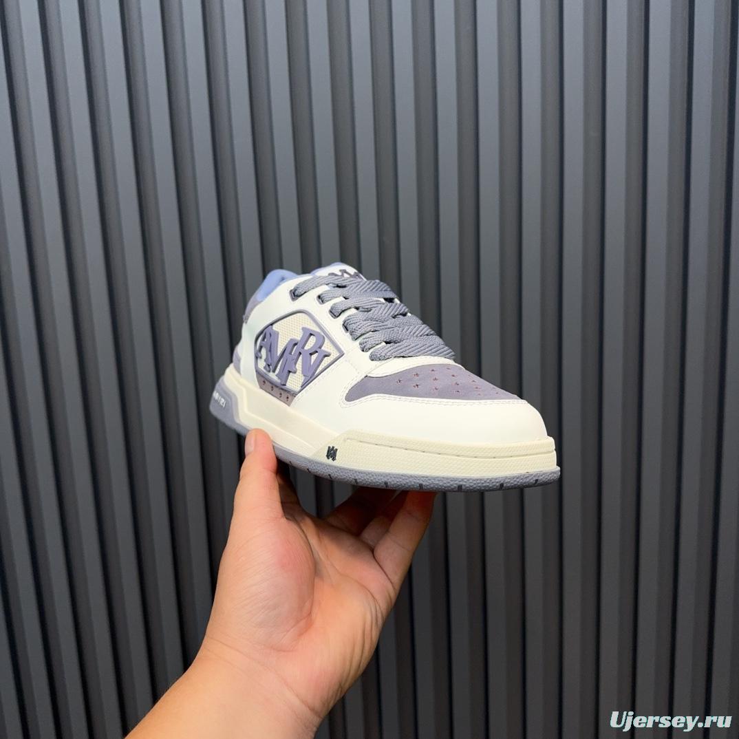 2025 Unisex Amiri White Grey Leather Sneakers MJ00360