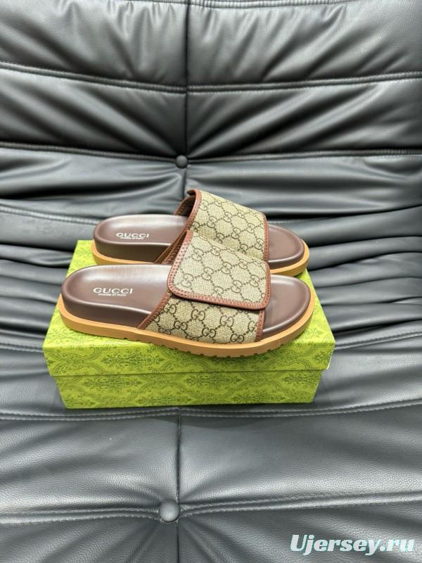 2024 Slippers Gucci Brown Canvas Slippers MJ00200