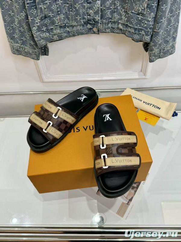 2025 Slippers Louis Vuitton Brown Canvas Slippers LY