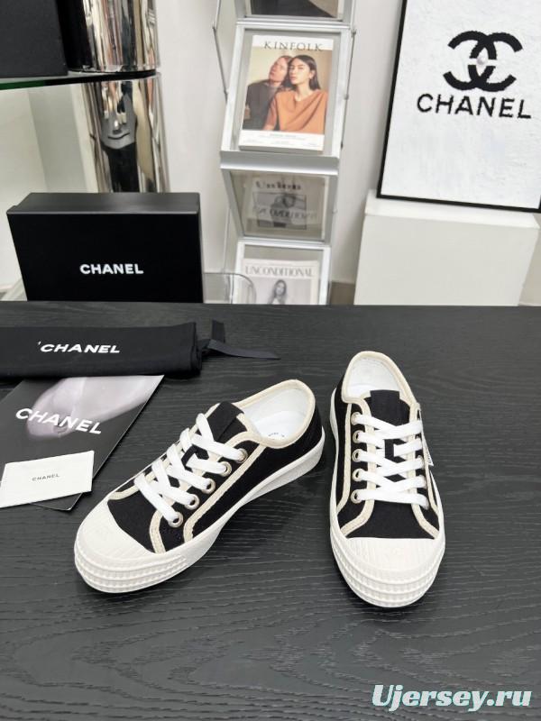 2025 Women Chanel Black Canvas Sneakers LY00230