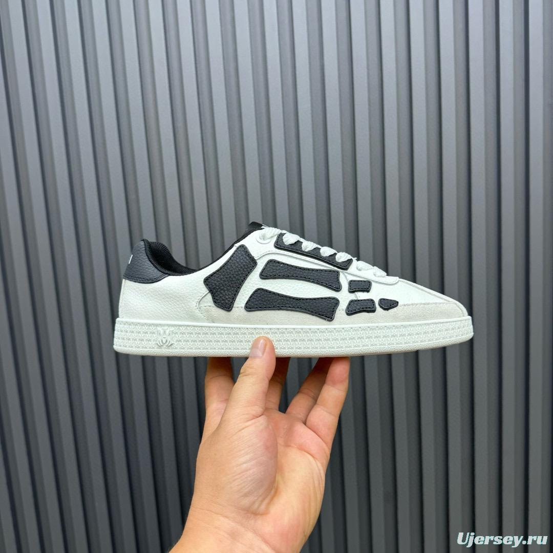 2024 Unisex Amiri White Black Leather Sneakers MJ00300