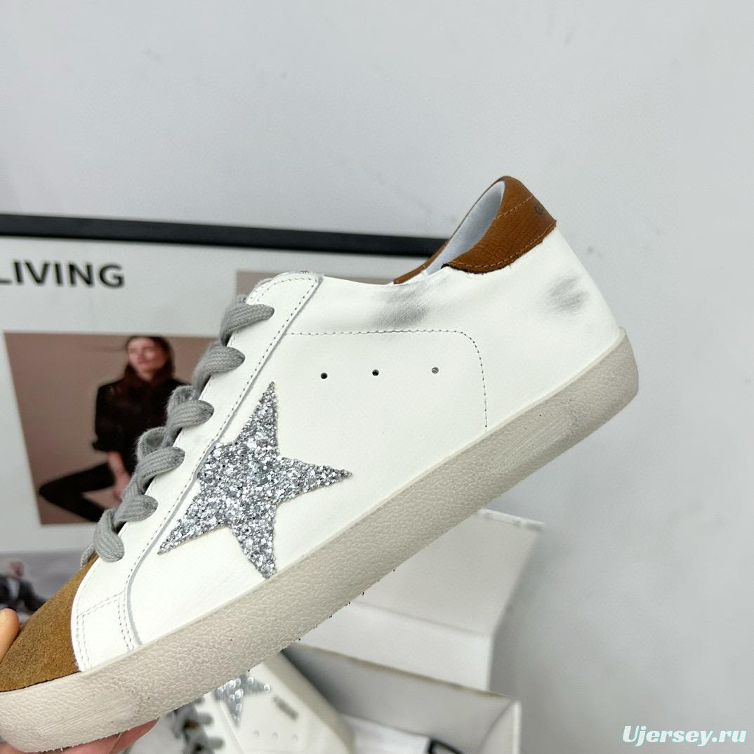 2025 Women GGDB White Silver Leather Sneakers