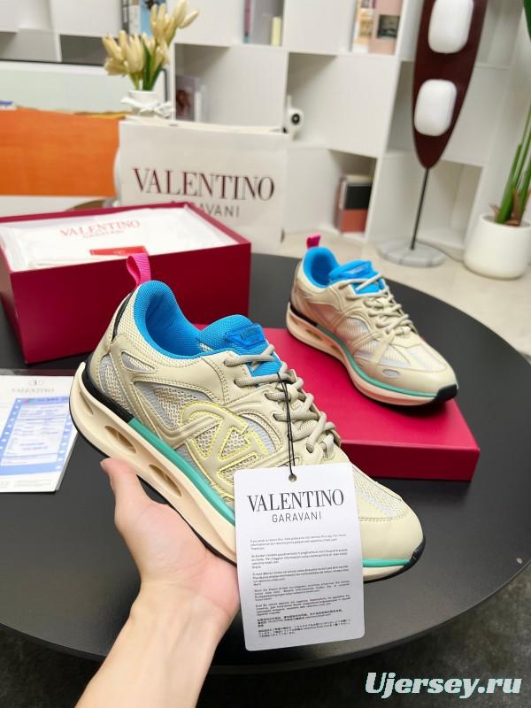 2024 Unisex Valentino Blue Beige Mesh TPU Sneakers Vlogo LY00410
