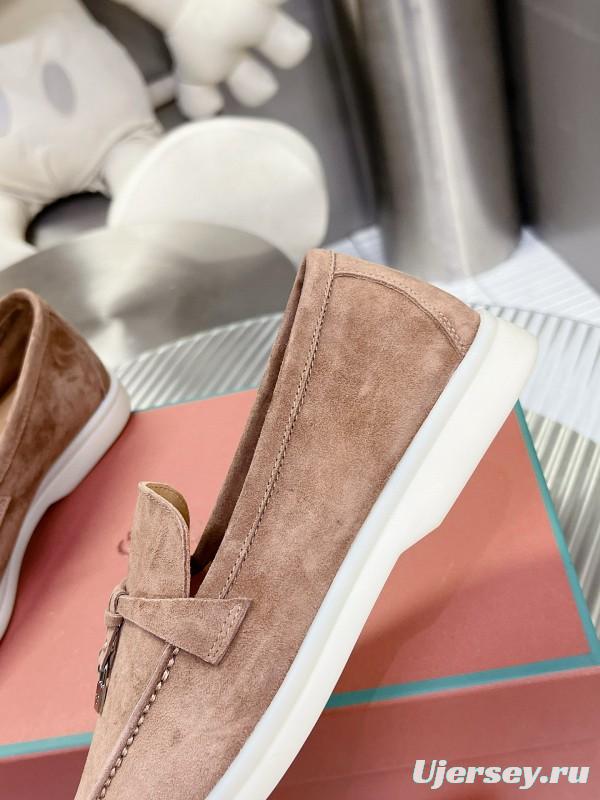 2024 Men Loro Piana Brown Suede Loafers MJ00270