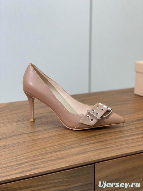 2025 Women Gianvito Rossi Pink Leather Buckle Pumps KFY00300