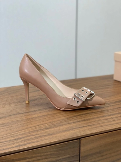 2025 Women Gianvito Rossi Pink Leather Buckle Pumps KFY00300