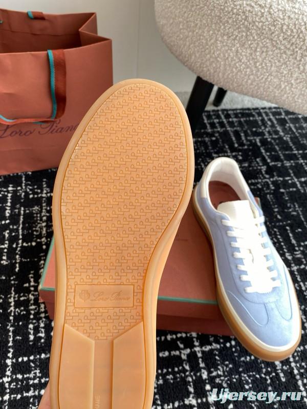 2024 Unisex Loro Piana Light Blue White Custom Leather Sneakers MJ00320