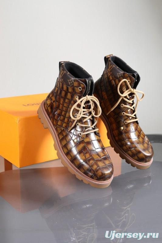 2024 Men Louis Vuitton Brown Leather Casual High-top MJ00470