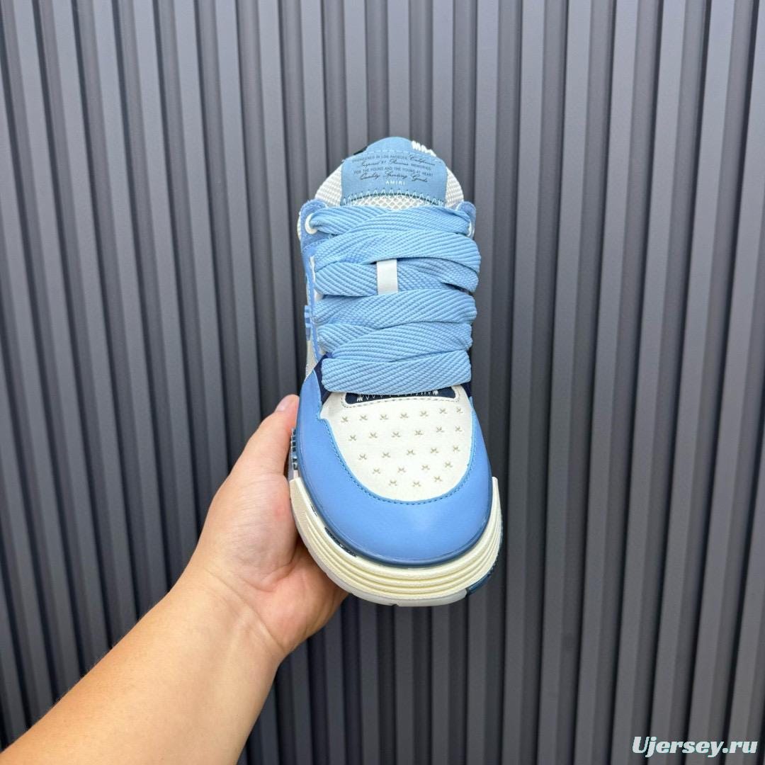 2024 Unisex Amiri Light Blue White Leather Sneakers MJ00360