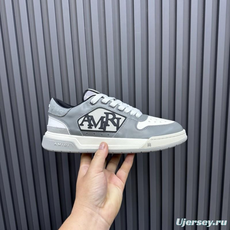 2025 Unisex Amiri White Grey Leather Sneakers MJ00360