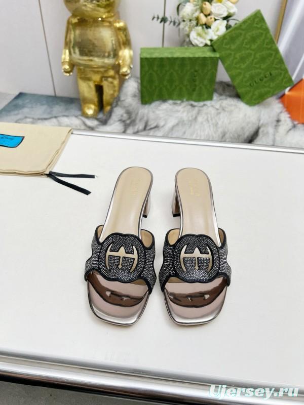 2025 Gucci Black Leather Slippers MJ00190